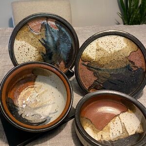 Handmade and Signed Pottery Set - Multicolor